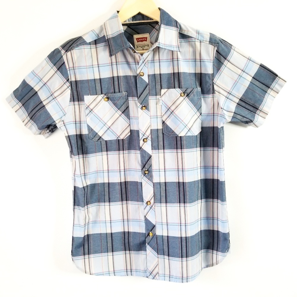 Levi's Straus & Co Men's S Button Down Blue Plaid